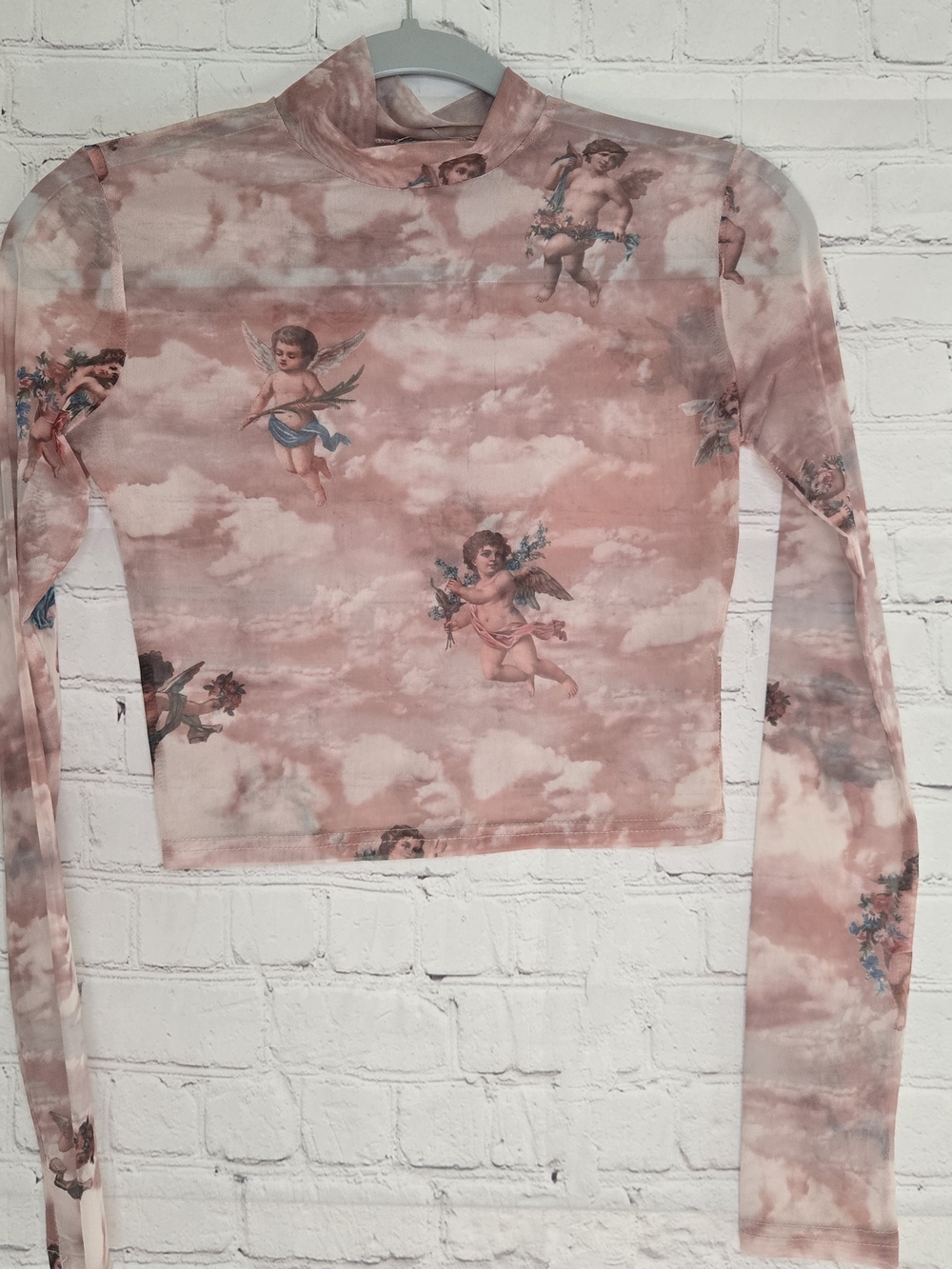 Sheer Mesh Ling Sleeve Top Croherub Angels Renaissance Grunge Goth Sz Small